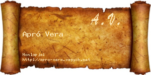 Apró Vera névjegykártya